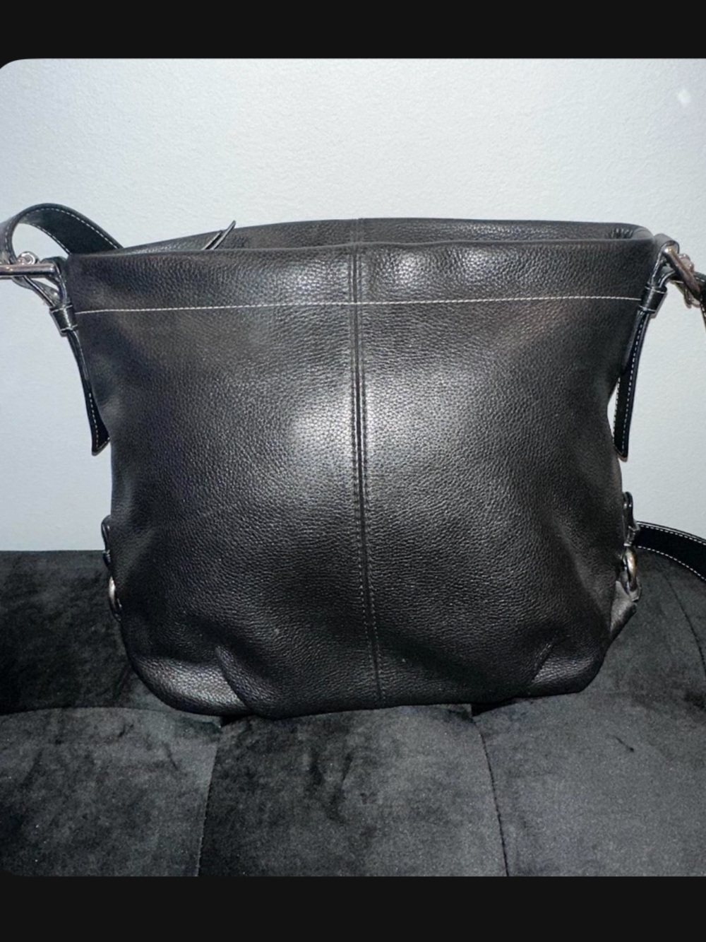 Black Coach Leather Crossbody Messenger Bag